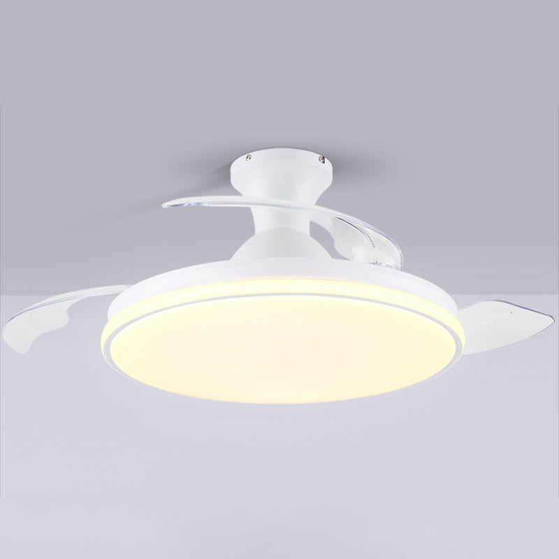Modern Frequency Conversion Ceiling Fan Lamp Metal Living Room LED Semi Flush Light