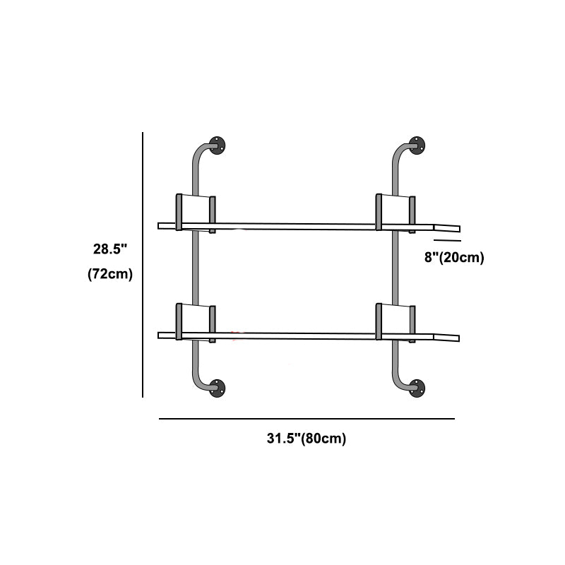 Libreria di unità murale industriale telaio di ferro nero scaffale in legno massiccio marrone