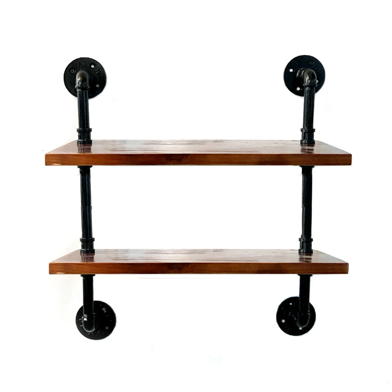 Libreria in stile industriale a parete montata in legno massiccio per home office