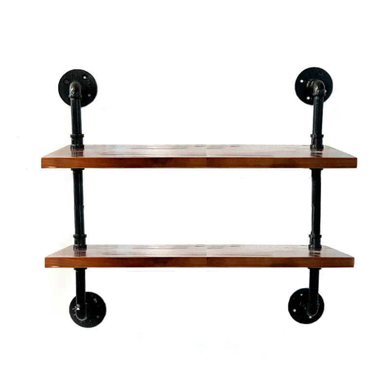 Libreria in stile industriale a parete montata in legno massiccio per home office