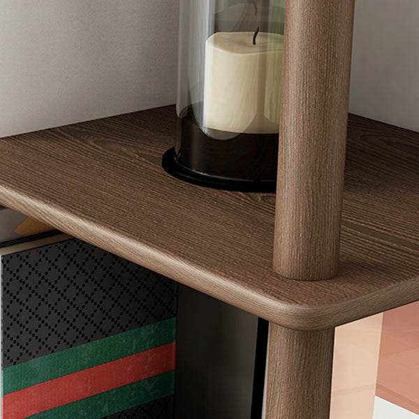 Gummiholz ​​Etagere Bücherregal zeitgenössisches offenes Bücherregal für Zuhause