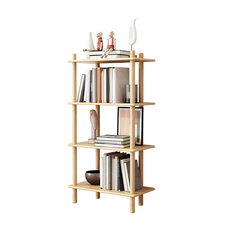 Gummiholz ​​Etagere Bücherregal zeitgenössisches offenes Bücherregal für Zuhause