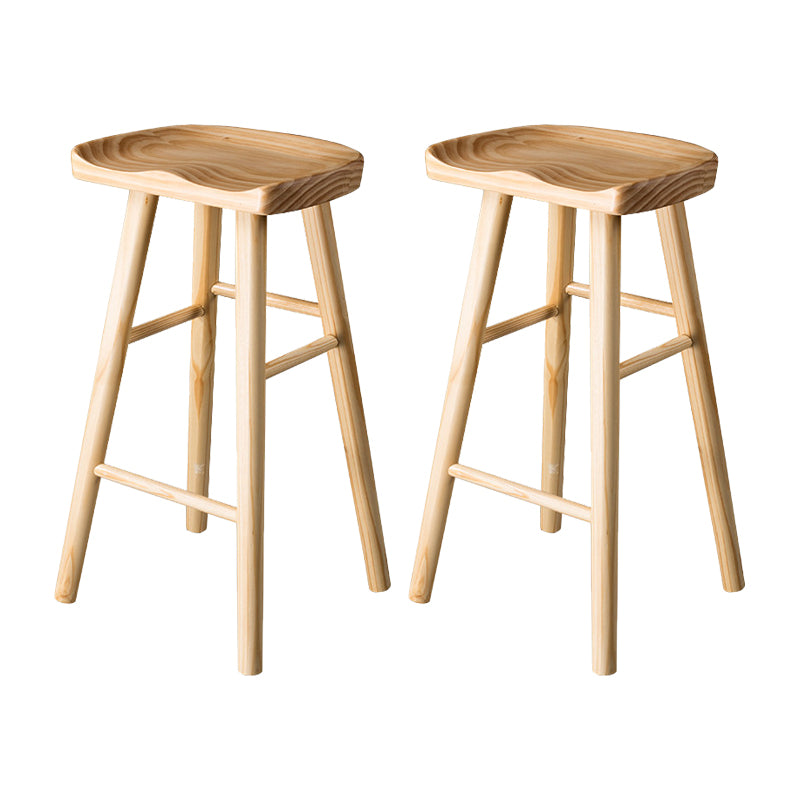 Contemporary Pine Solid Wood Bar Stool Footrest Bristol Stool