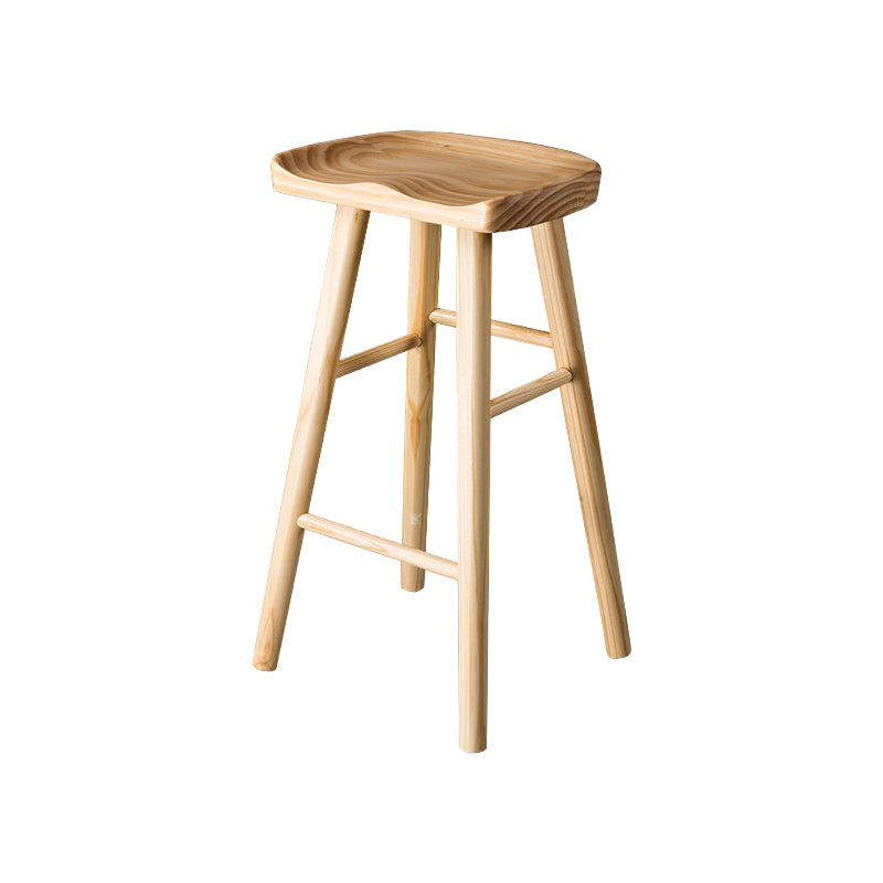 Contemporary Pine Solid Wood Bar Stool Footrest Bristol Stool