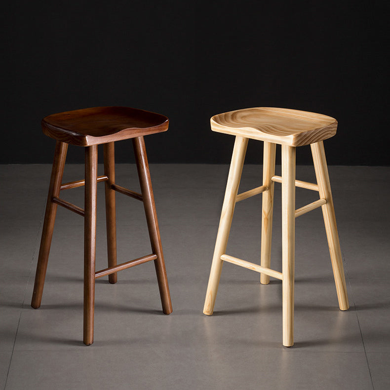 Contemporary Pine Solid Wood Bar Stool Footrest Bristol Stool