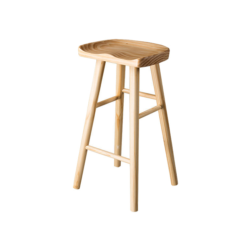 Contemporary Pine Solid Wood Bar Stool Footrest Bristol Stool
