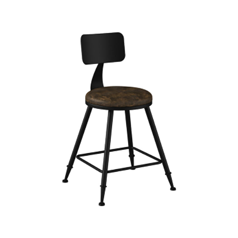 Modern Backrest Counter Stool Iron Cafe Bar Stool with Leather Cushion and Pedal