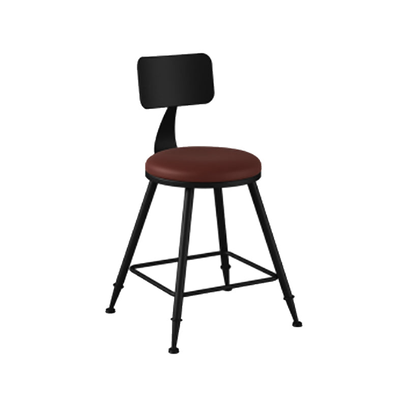 Modern Backrest Counter Stool Iron Cafe Bar Stool with Leather Cushion and Pedal