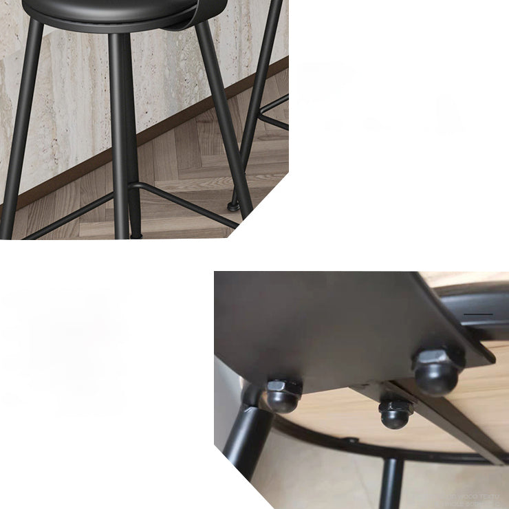 Modern Backrest Counter Stool Iron Cafe Bar Stool with Leather Cushion and Pedal