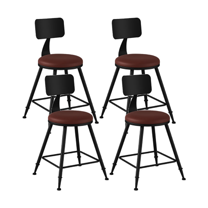 Modern Backrest Counter Stool Iron Cafe Bar Stool with Leather Cushion and Pedal