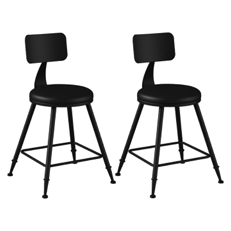 Modern Backrest Counter Stool Iron Cafe Bar Stool with Leather Cushion and Pedal