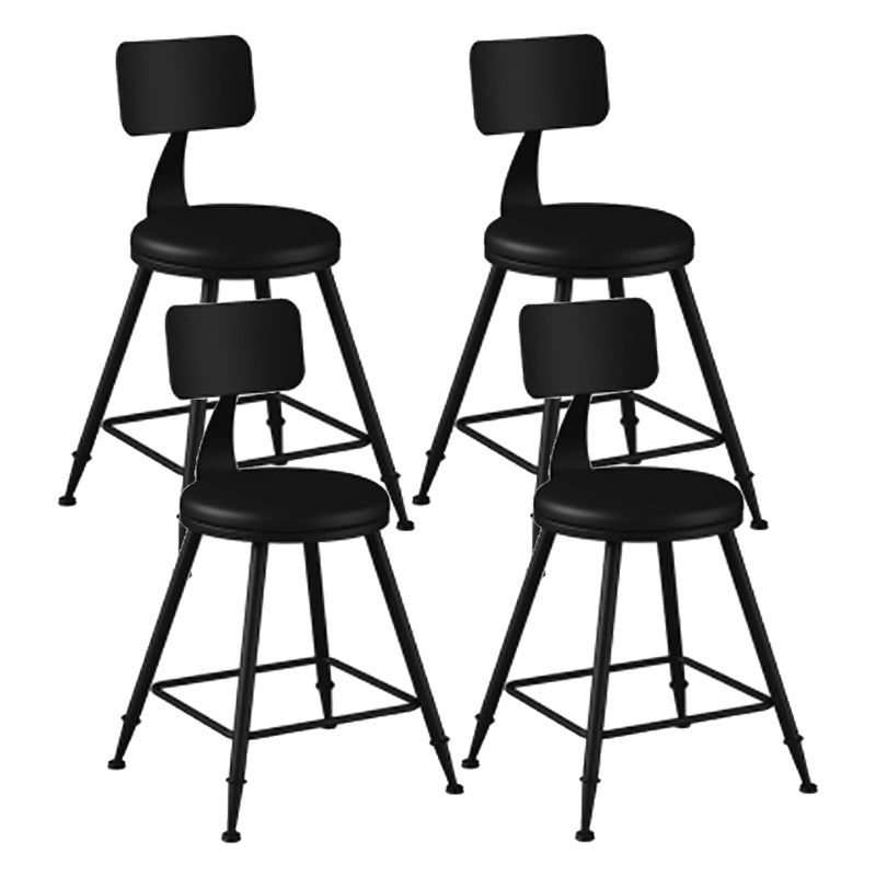 Modern Backrest Counter Stool Iron Cafe Bar Stool with Leather Cushion and Pedal