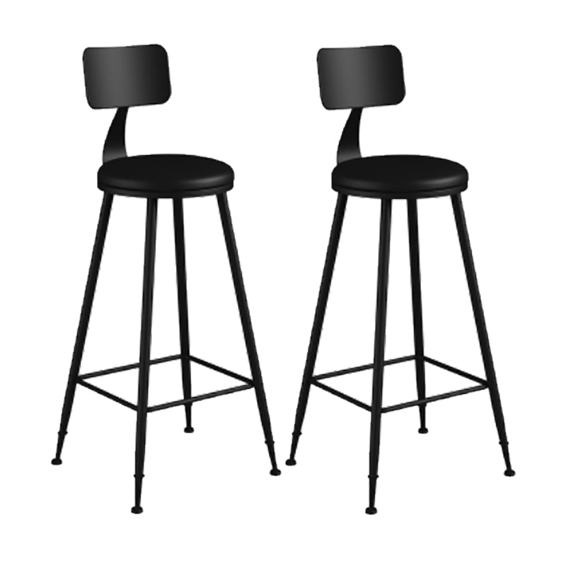 Modern Backrest Counter Stool Iron Cafe Bar Stool with Leather Cushion and Pedal