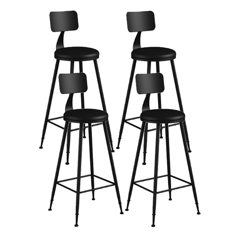 Modern Backrest Counter Stool Iron Cafe Bar Stool with Leather Cushion and Pedal