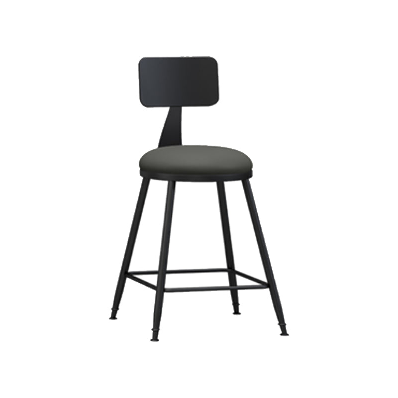 Modern Backrest Counter Stool Iron Cafe Bar Stool with Leather Cushion and Pedal