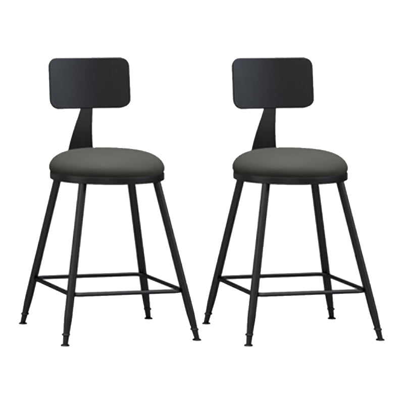 Modern Backrest Counter Stool Iron Cafe Bar Stool with Leather Cushion and Pedal