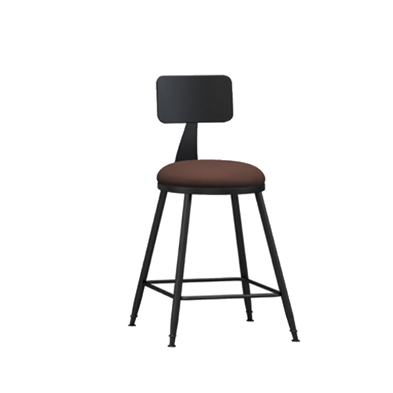 Modern Backrest Counter Stool Iron Cafe Bar Stool with Leather Cushion and Pedal