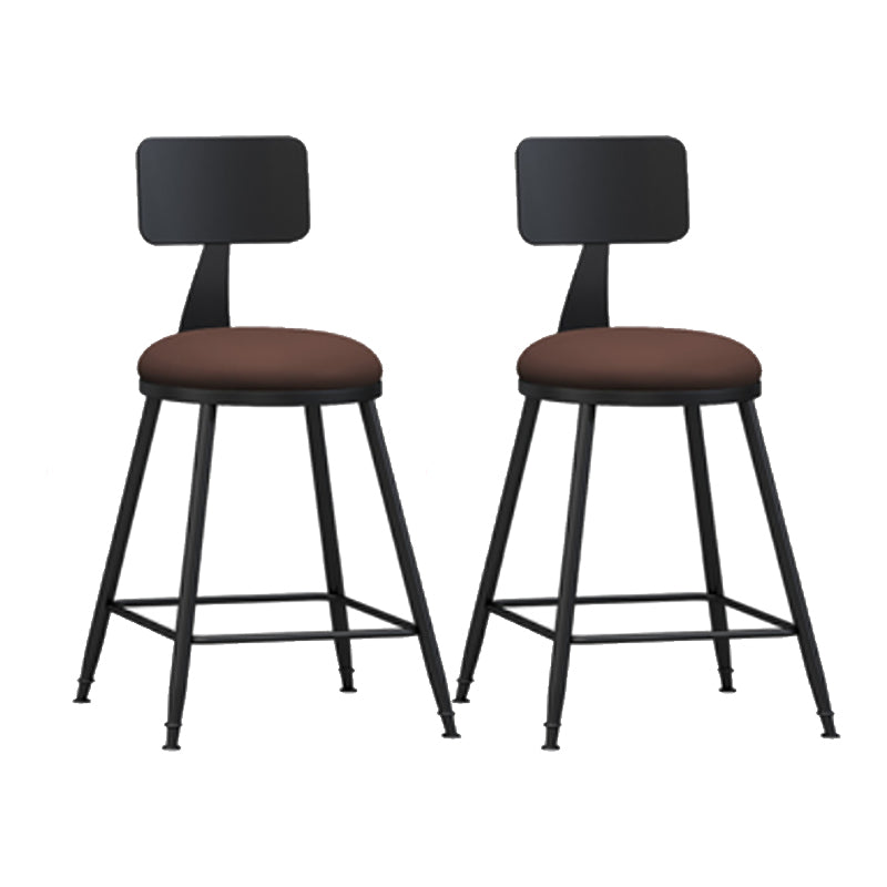 Modern Backrest Counter Stool Iron Cafe Bar Stool with Leather Cushion and Pedal