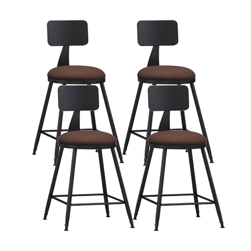 Modern Backrest Counter Stool Iron Cafe Bar Stool with Leather Cushion and Pedal