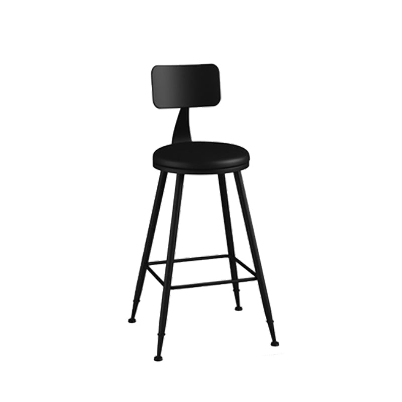 Modern Backrest Counter Stool Iron Cafe Bar Stool with Leather Cushion and Pedal