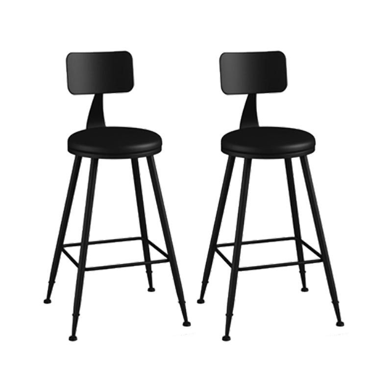Modern Backrest Counter Stool Iron Cafe Bar Stool with Leather Cushion and Pedal