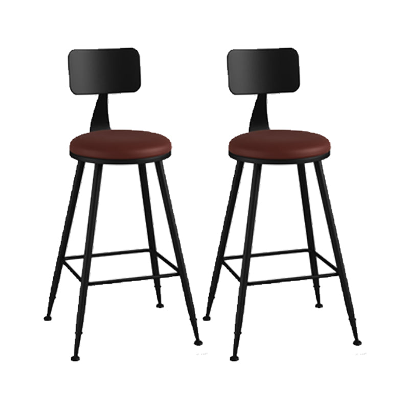 Modern Backrest Counter Stool Iron Cafe Bar Stool with Leather Cushion and Pedal