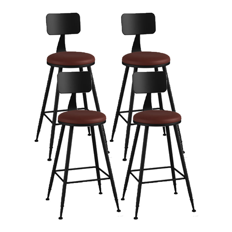 Modern Backrest Counter Stool Iron Cafe Bar Stool with Leather Cushion and Pedal