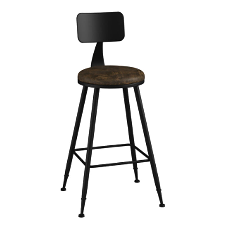 Modern Backrest Counter Stool Iron Cafe Bar Stool with Leather Cushion and Pedal
