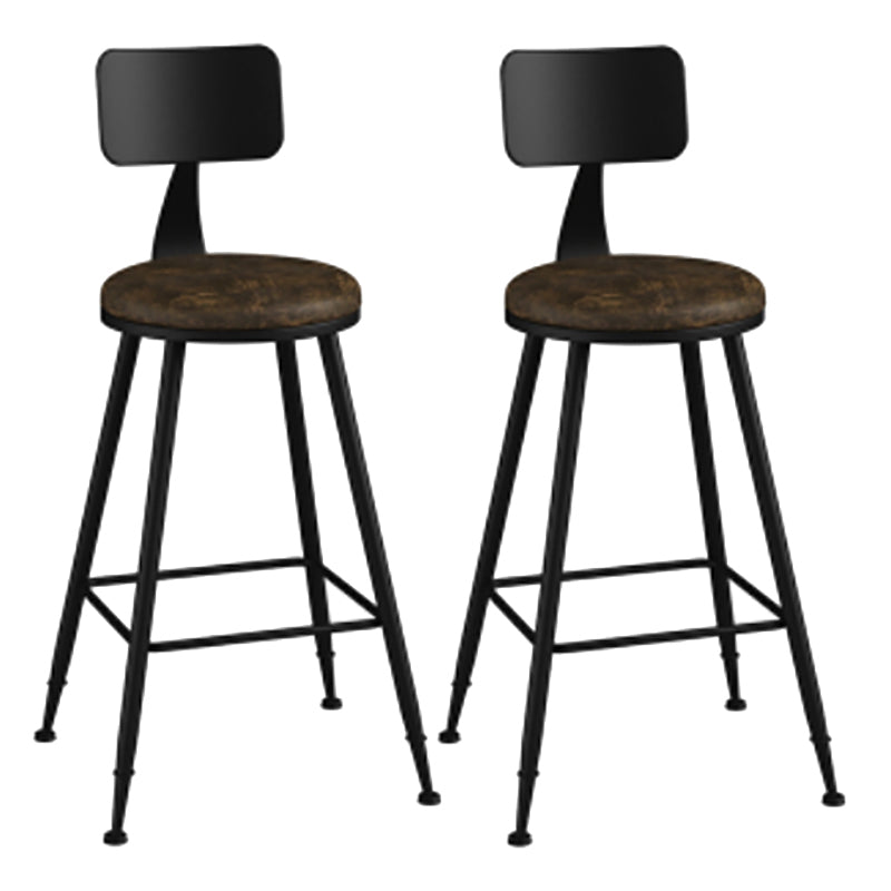 Modern Backrest Counter Stool Iron Cafe Bar Stool with Leather Cushion and Pedal