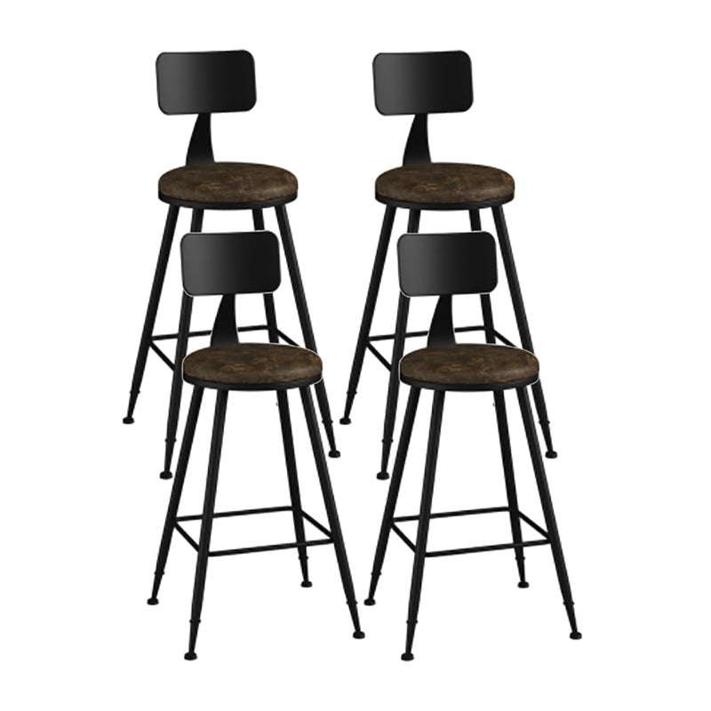 Modern Backrest Counter Stool Iron Cafe Bar Stool with Leather Cushion and Pedal