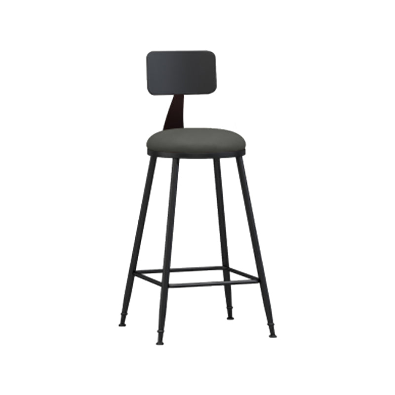 Modern Backrest Counter Stool Iron Cafe Bar Stool with Leather Cushion and Pedal