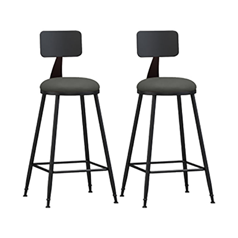 Modern Backrest Counter Stool Iron Cafe Bar Stool with Leather Cushion and Pedal