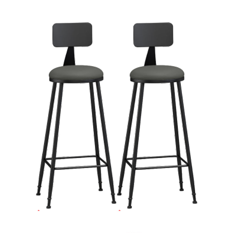 Modern Backrest Counter Stool Iron Cafe Bar Stool with Leather Cushion and Pedal