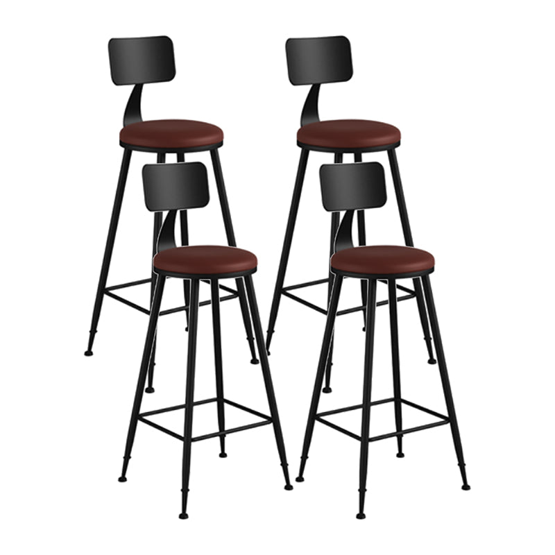 Modern Backrest Counter Stool Iron Cafe Bar Stool with Leather Cushion and Pedal