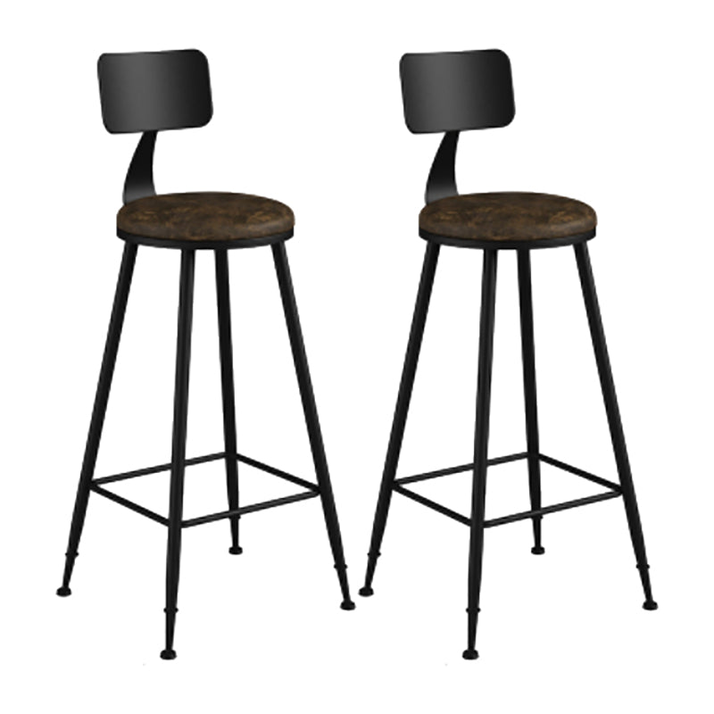 Modern Backrest Counter Stool Iron Cafe Bar Stool with Leather Cushion and Pedal