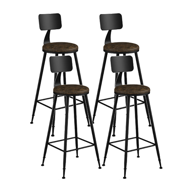 Modern Backrest Counter Stool Iron Cafe Bar Stool with Leather Cushion and Pedal