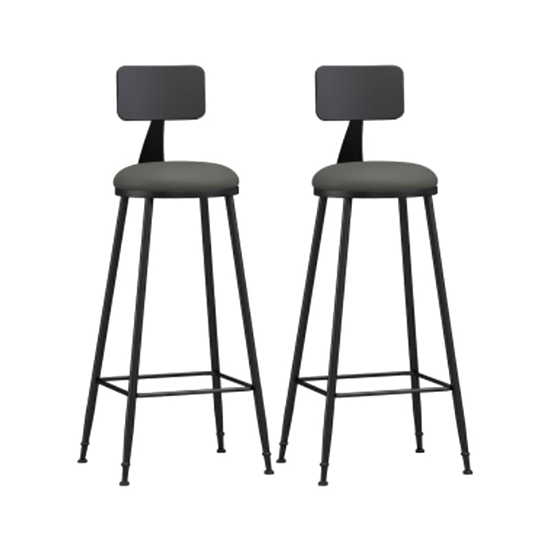 Modern Backrest Counter Stool Iron Cafe Bar Stool with Leather Cushion and Pedal