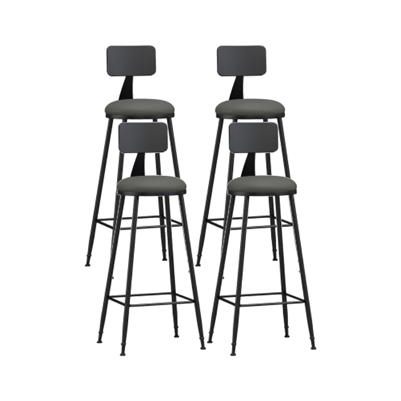 Modern Backrest Counter Stool Iron Cafe Bar Stool with Leather Cushion and Pedal