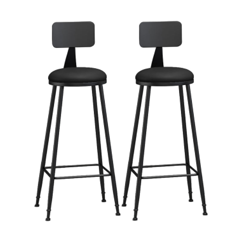 Modern Backrest Counter Stool Iron Cafe Bar Stool with Leather Cushion and Pedal