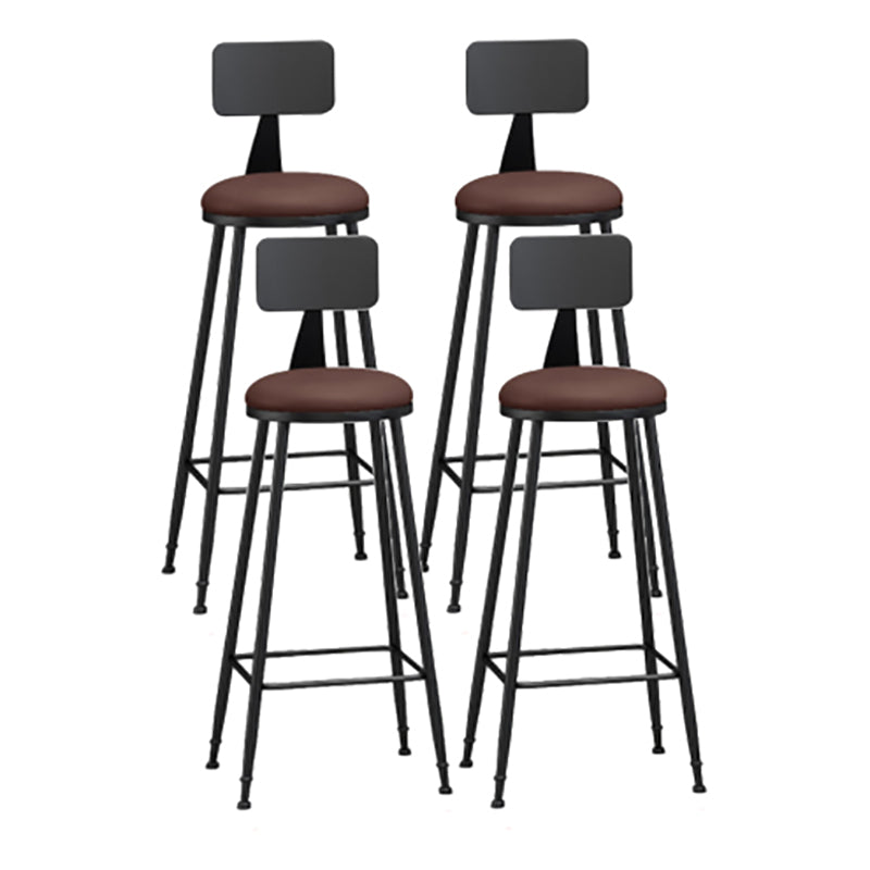 Modern Backrest Counter Stool Iron Cafe Bar Stool with Leather Cushion and Pedal