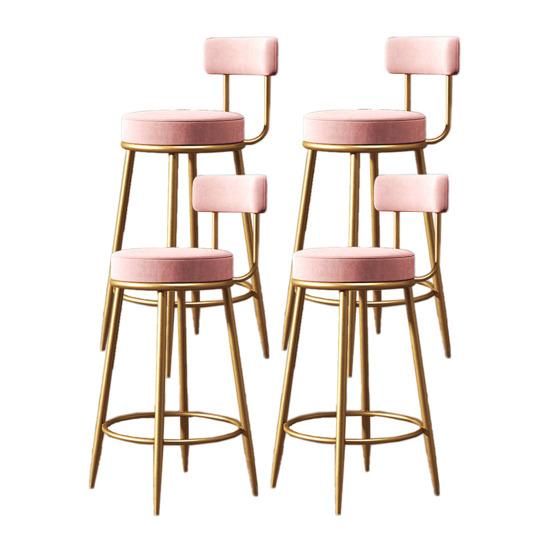 Glam Armless Backrest Counter Stool Iron Living Room Bar Stool with Velvet Cushion