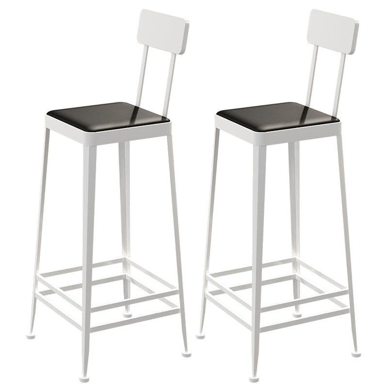 Contemporary Restaurant Iron Barstool Matte Finish Footrest Stool