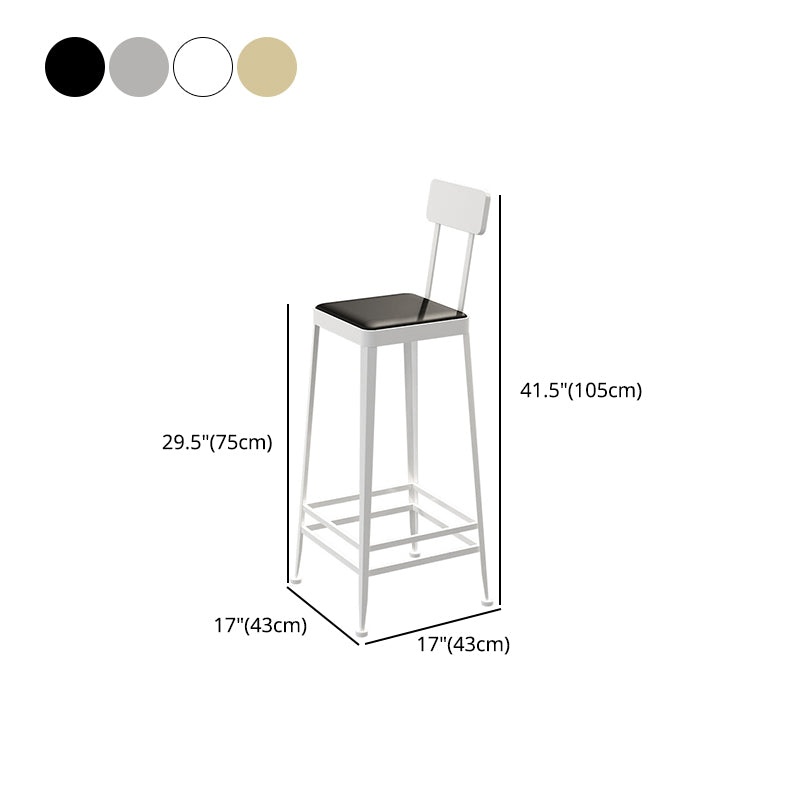 Contemporary Restaurant Iron Barstool Matte Finish Footrest Stool