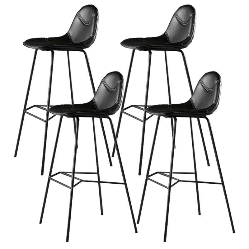 Contemporary Matte Finish Footrest Barstool Leather Home Stool