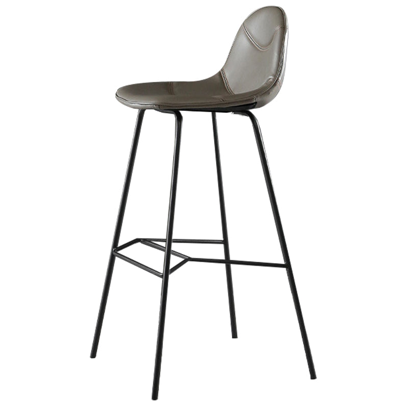 Contemporary Matte Finish Footrest Barstool Leather Home Stool