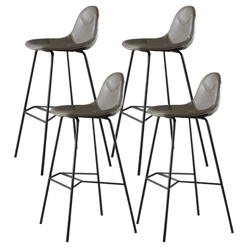 Contemporary Matte Finish Footrest Barstool Leather Home Stool