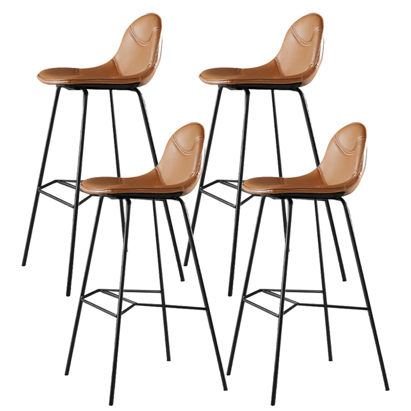 Contemporary Matte Finish Footrest Barstool Leather Home Stool