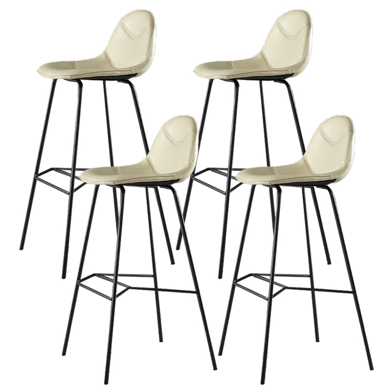 Contemporary Matte Finish Footrest Barstool Leather Home Stool