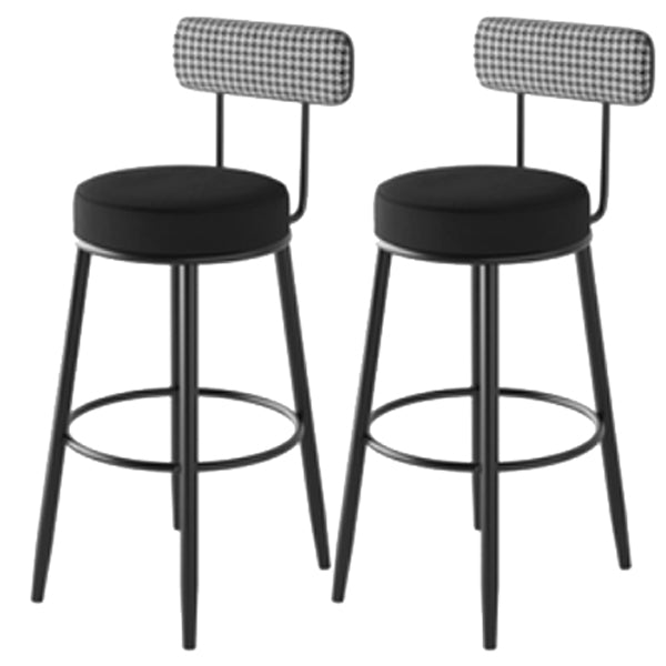 Modern Armless Backrest Counter Stool Iron Kitchen Bar Stool with Velvet Cushion and Pedal