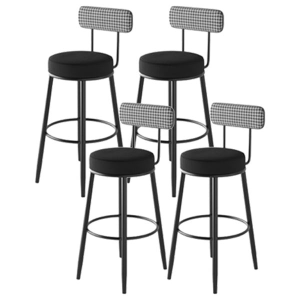 Modern Armless Backrest Counter Stool Iron Kitchen Bar Stool with Velvet Cushion and Pedal